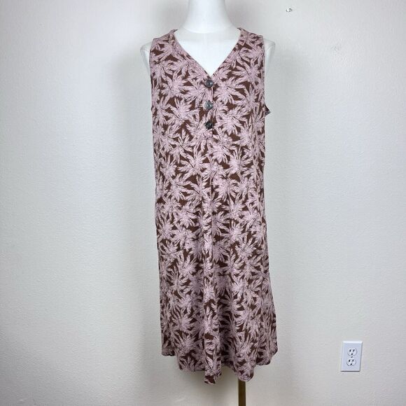 J Jill Dress Womens Medium Sleeveless Shift Pockets Travel Tropical Boho Brown - Picture 11 of 12